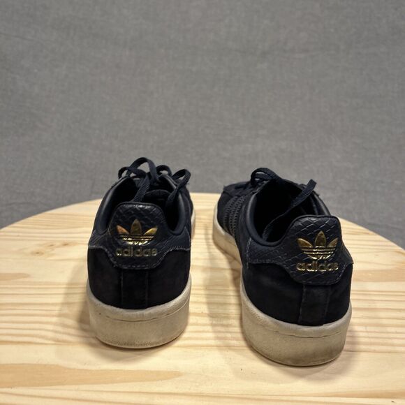Adidas Campus Men Size 8 Navy Blue Gold Metallic Logo Sneakers Shoes - Picture 7 of 12